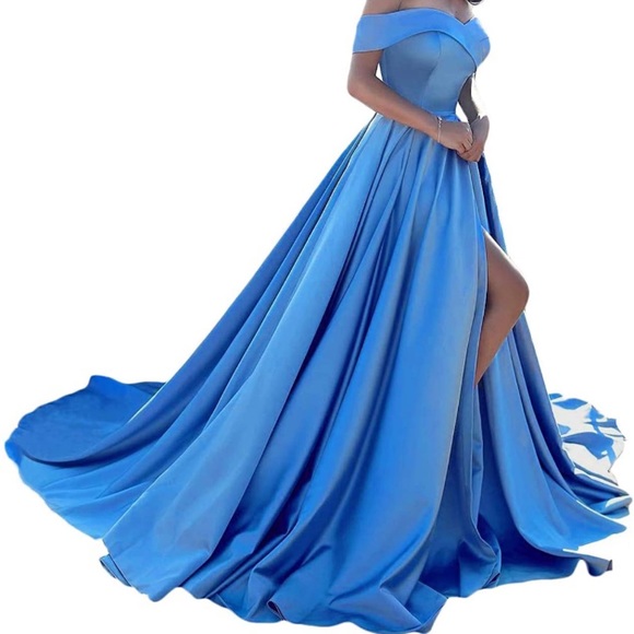 Yishaer Dresses & Skirts - Women's A Line Off The Shoulder Split Long Gown